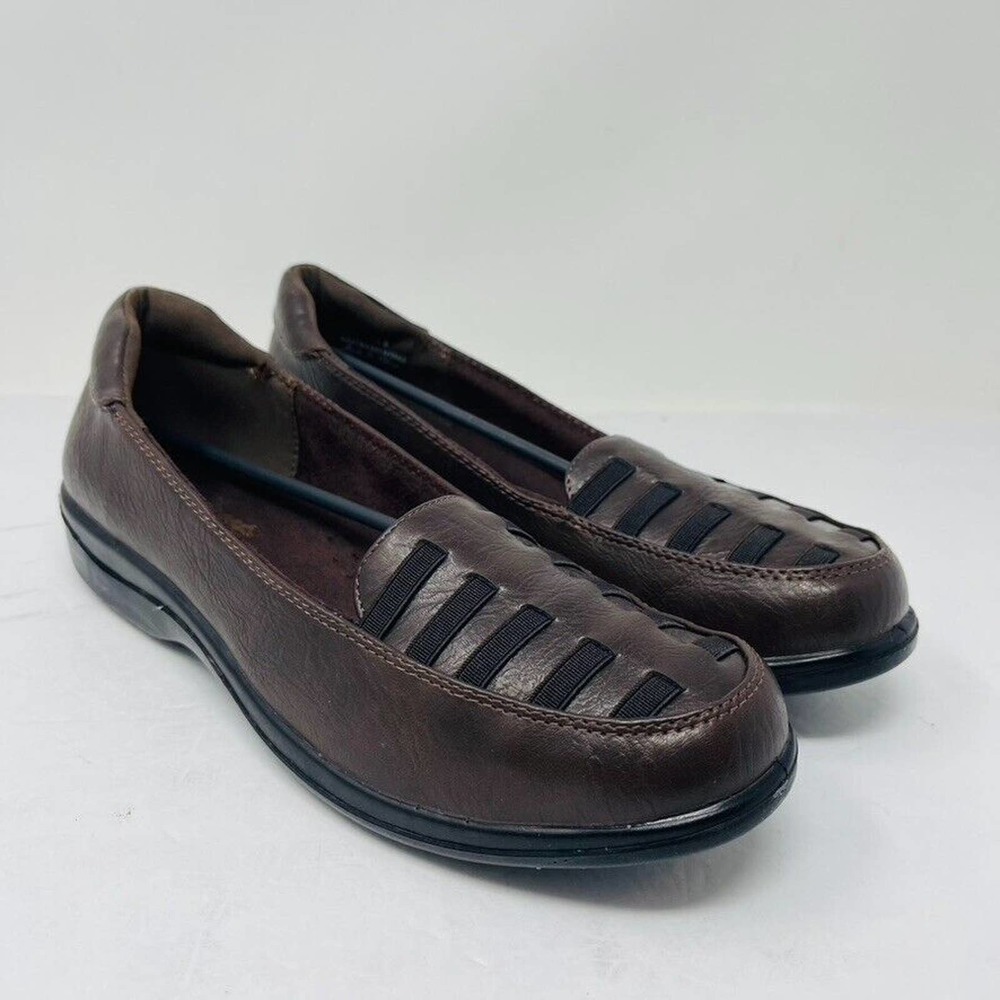 New Easy Street Genesis Womans Sz 9M Slip On Heel Round Toe Shoes Brown NIB - Picture 3 of 10